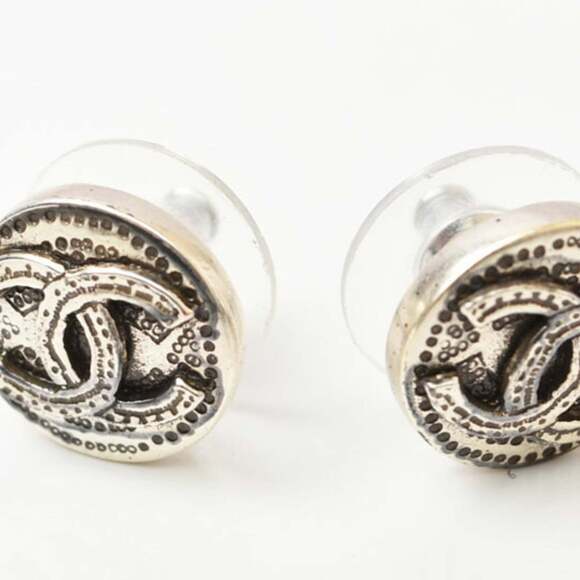 CHANEL Authentic Gold Logo Earrings